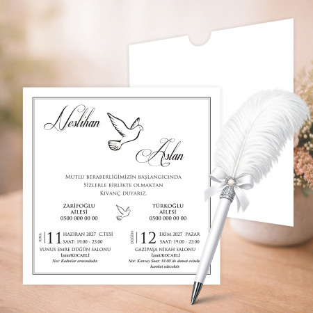 Ekonomik Sade ve Şık Kare Davetiye